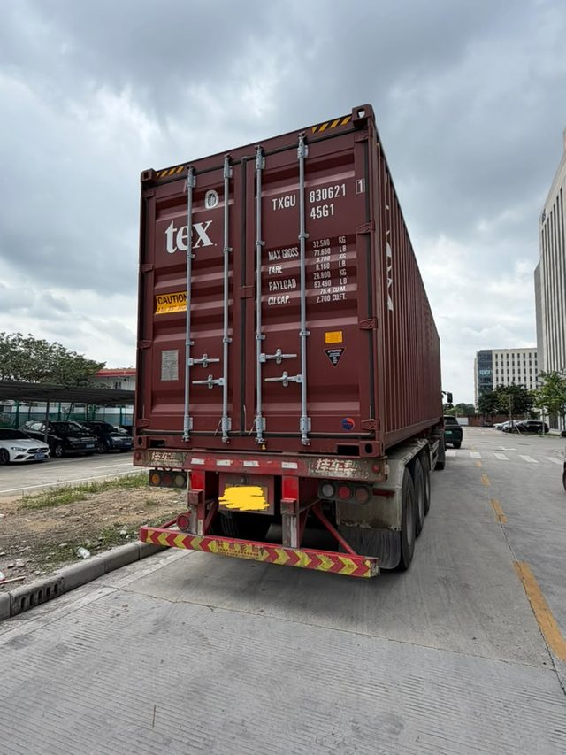 Loaded shipping container leaving for the port