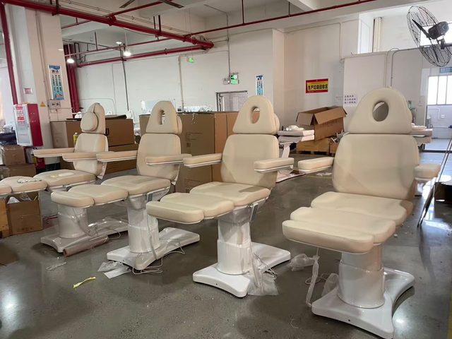 Clinic treatment chairs being inspected at the furniture factory